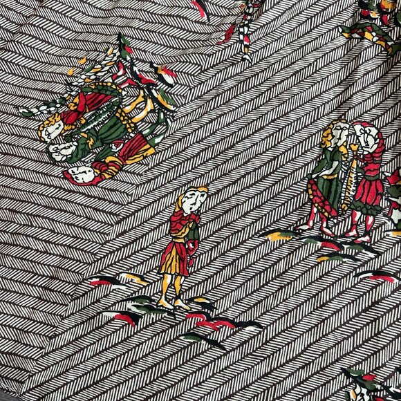 Vintage 70s Brown Striped A Line Faux Wrap Skirt Autumnal Size XS - Picture 6 of 6